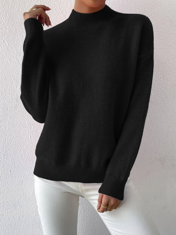 Sabrina | Women's Mock Neck Drop Shoulder Sweater