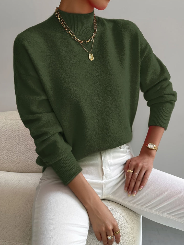 Sabrina | Women's Mock Neck Drop Shoulder Sweater