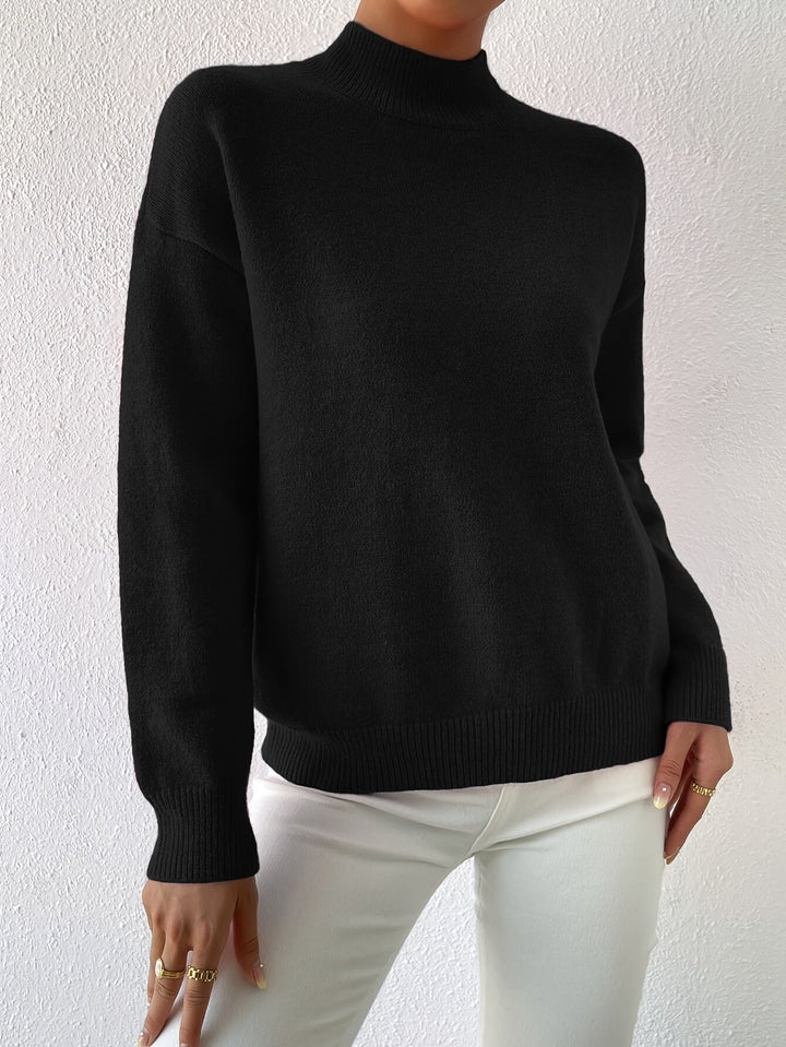 Sabrina | Women's Mock Neck Drop Shoulder Sweater