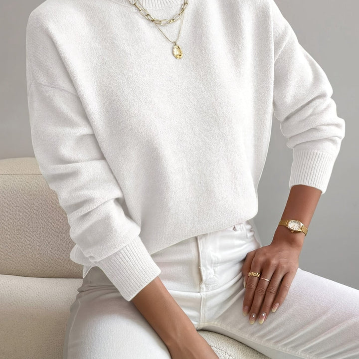 Sabrina | Women's Mock Neck Drop Shoulder Sweater