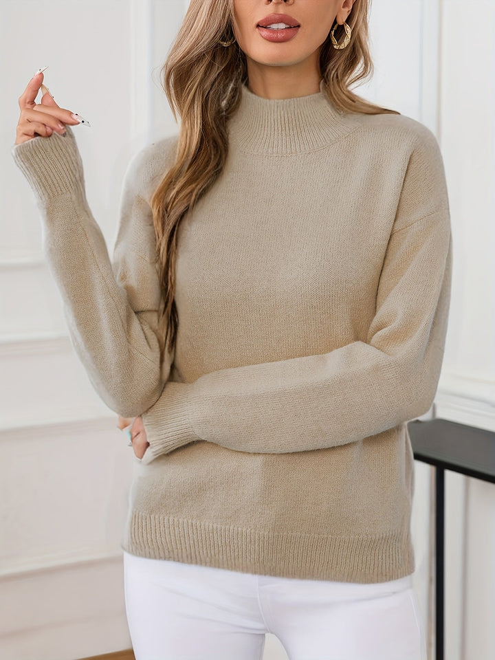Sabrina | Women's Mock Neck Drop Shoulder Sweater