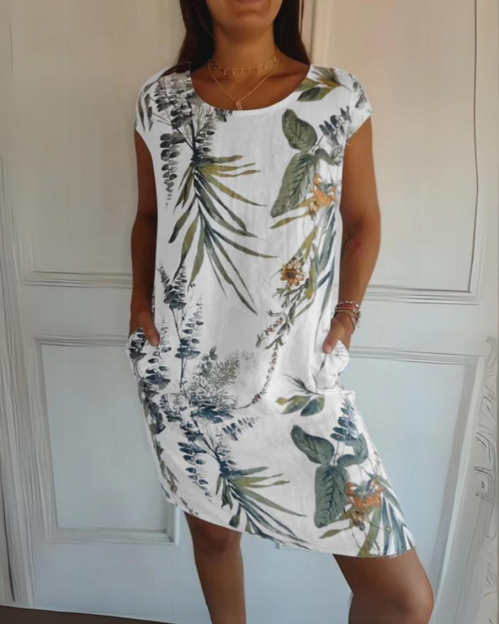 Joana - Women's Round Neck Printed Dress
