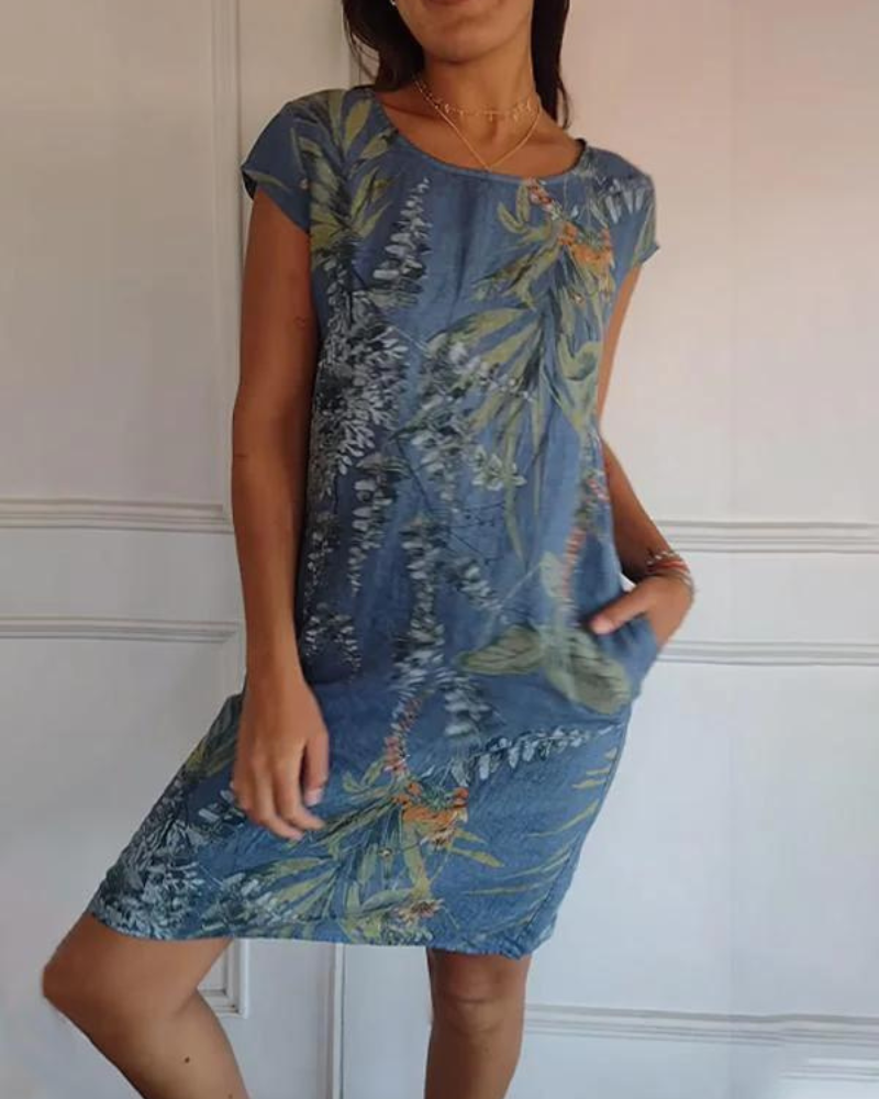Joana - Women's Round Neck Printed Dress