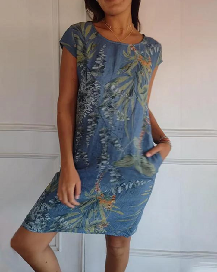 Joana - Women's Round Neck Printed Dress