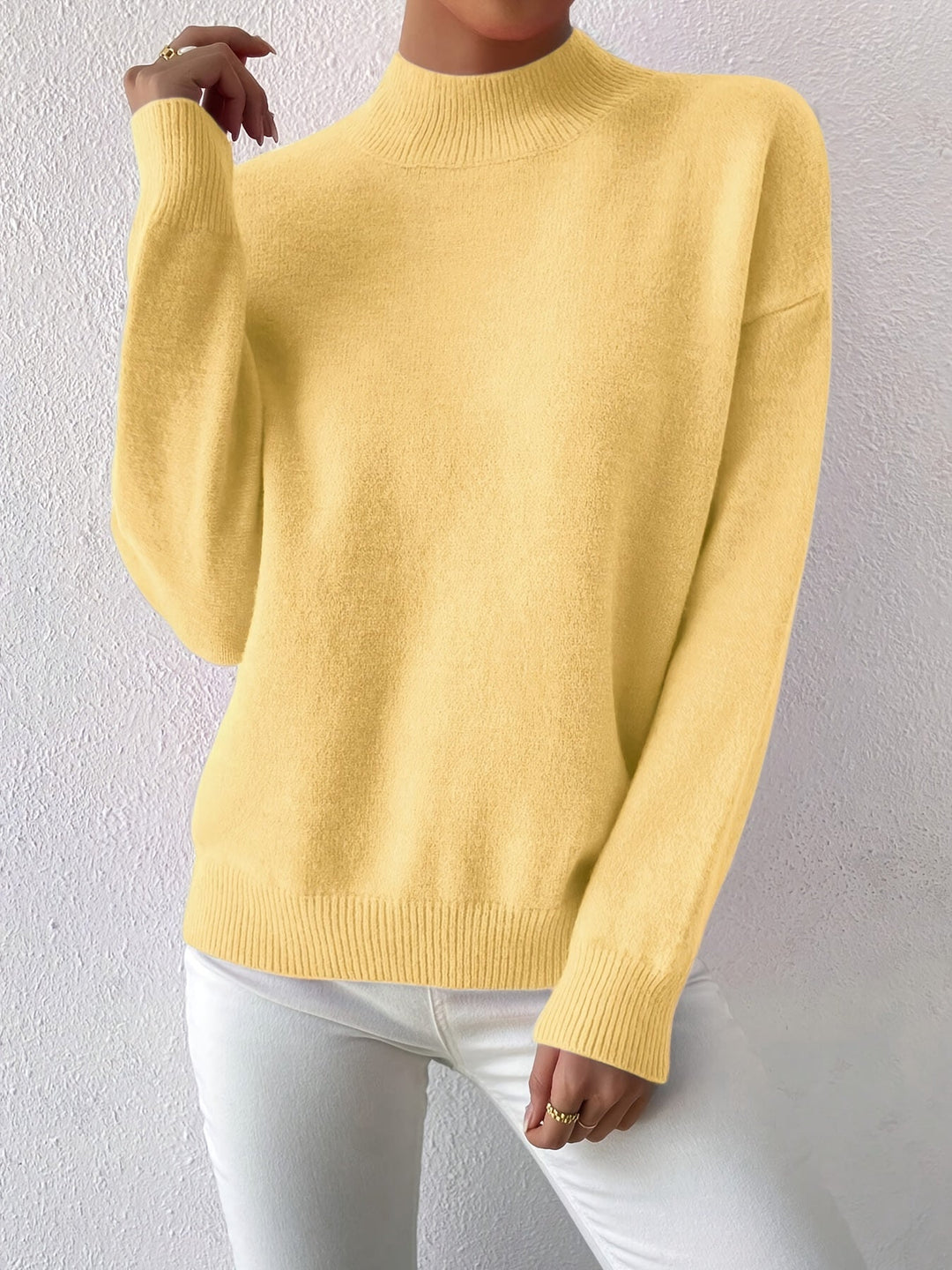 Sabrina | Women's Mock Neck Drop Shoulder Sweater
