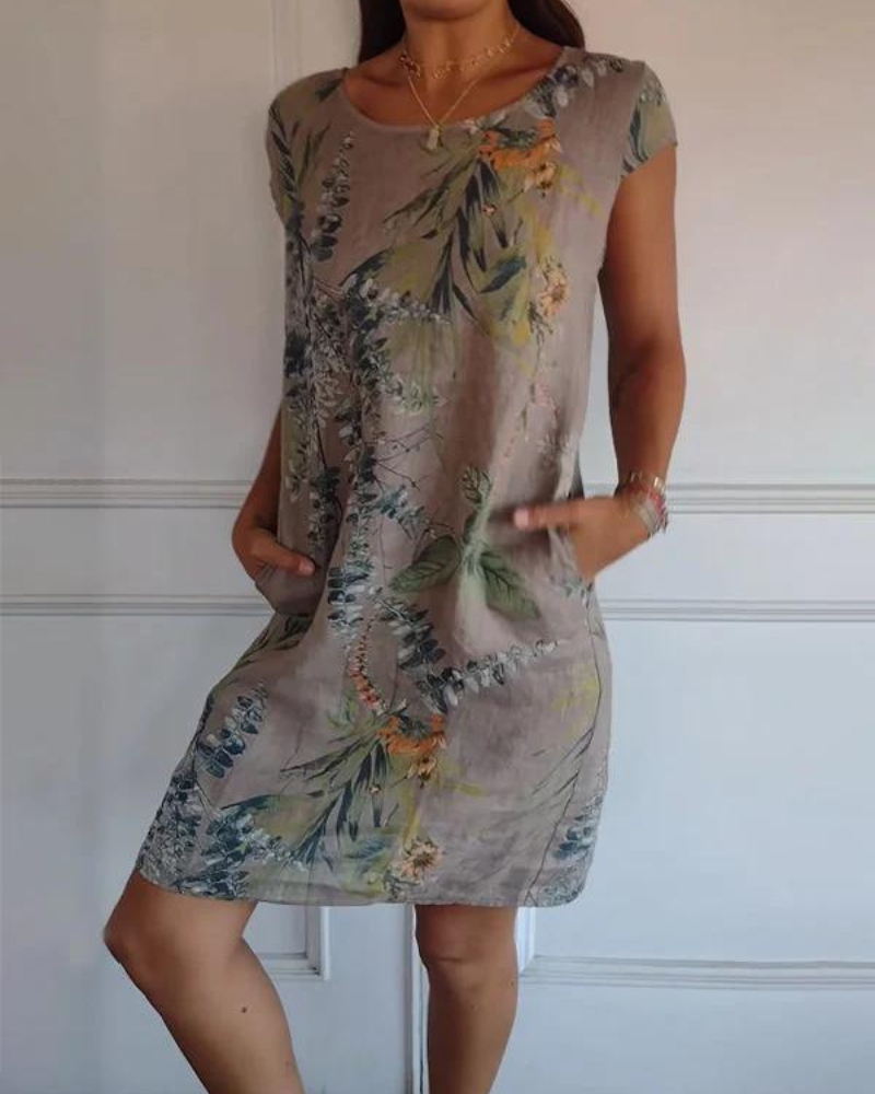 Joana - Women's Round Neck Printed Dress