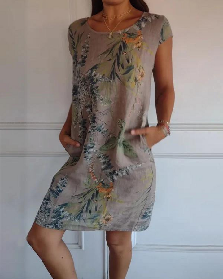 Joana - Women's Round Neck Printed Dress