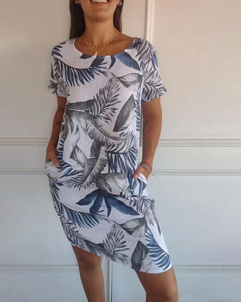 Joana - Women's Round Neck Printed Dress