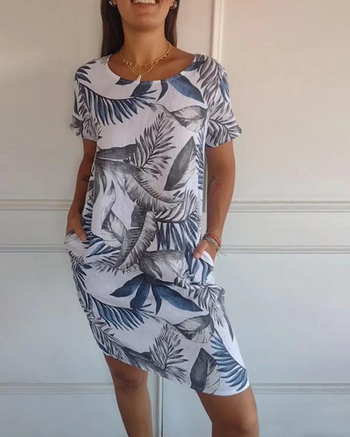 Joana - Women's Round Neck Printed Dress