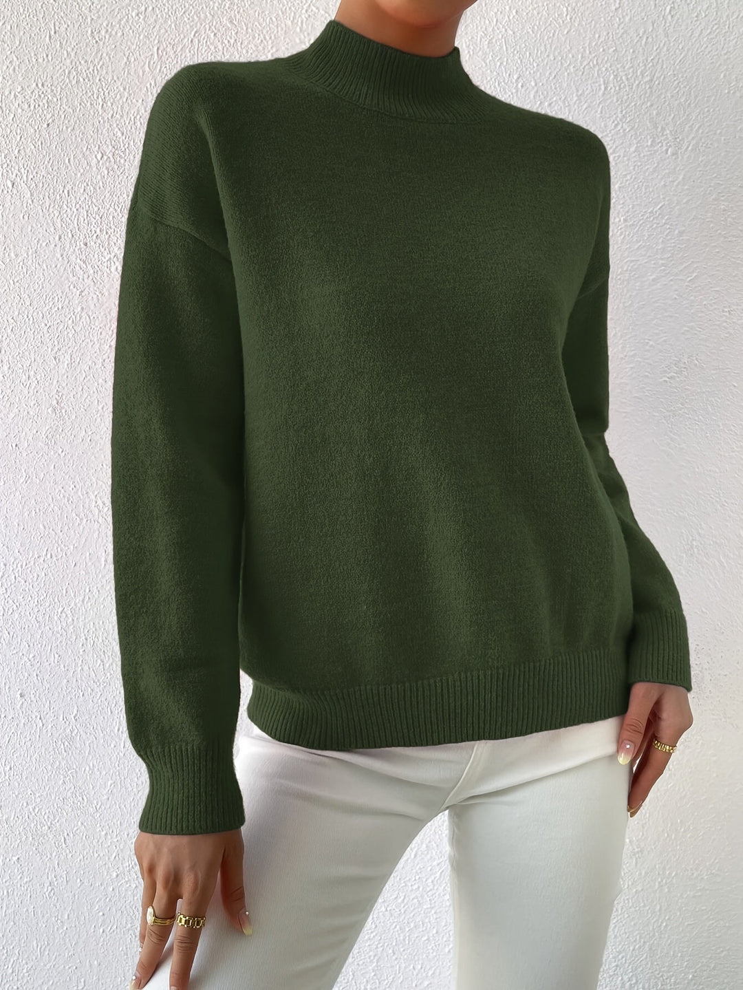 Sabrina | Women's Mock Neck Drop Shoulder Sweater