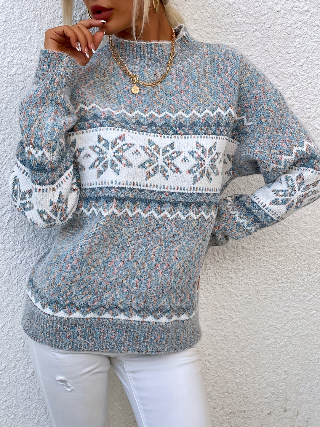 Sabine | Women's Fair Isle Mock Neck Sweater