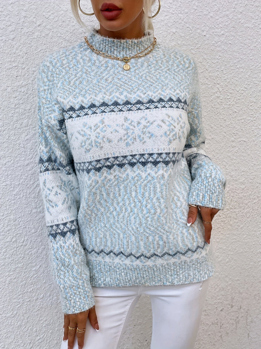 Sabine | Women's Fair Isle Mock Neck Sweater