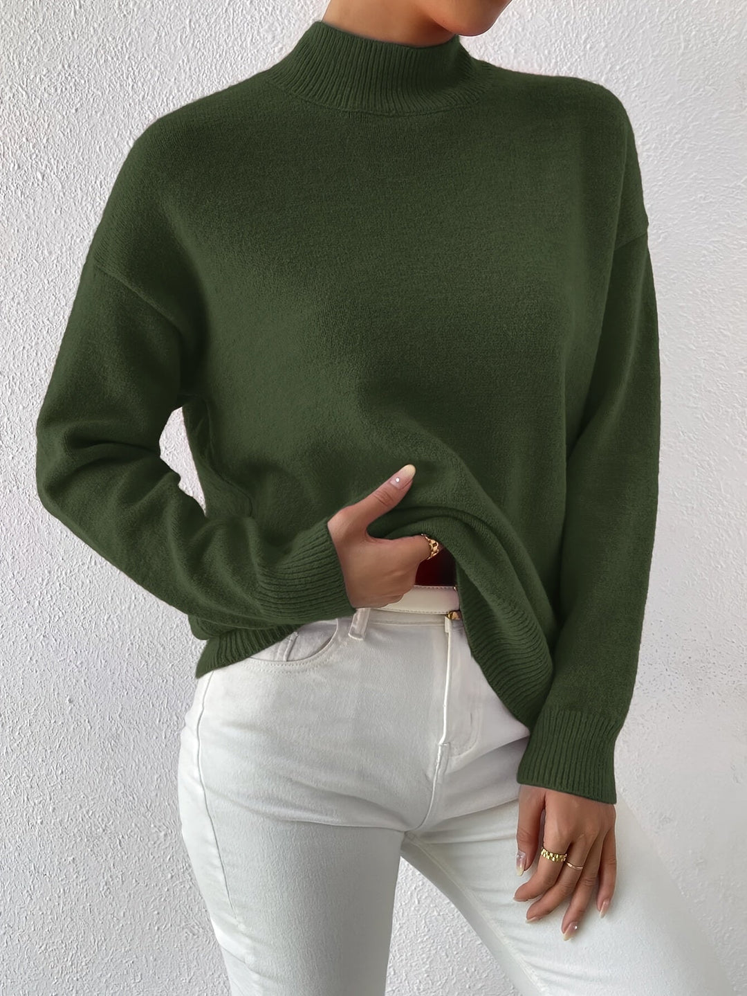 Sabrina | Women's Mock Neck Drop Shoulder Sweater