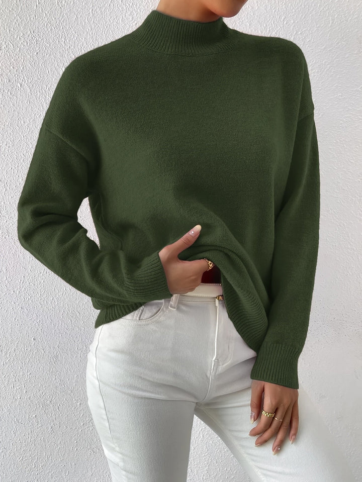 Sabrina | Women's Mock Neck Drop Shoulder Sweater