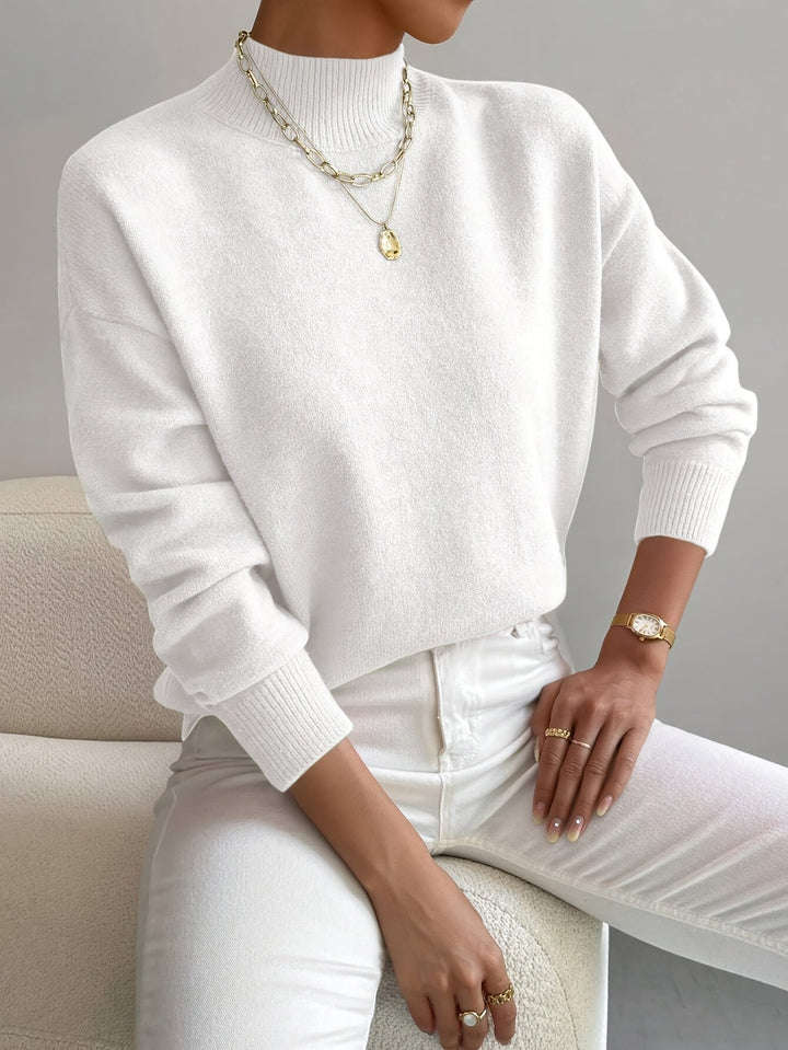 Sabrina | Women's Mock Neck Drop Shoulder Sweater