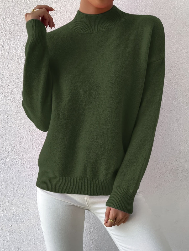 Sabrina | Women's Mock Neck Drop Shoulder Sweater