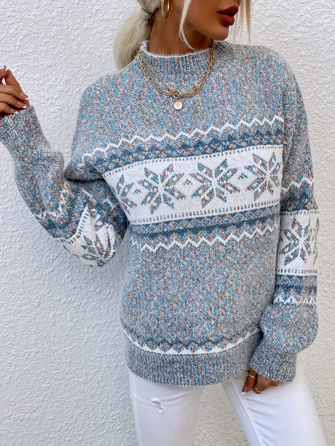 Sabine | Women's Fair Isle Mock Neck Sweater