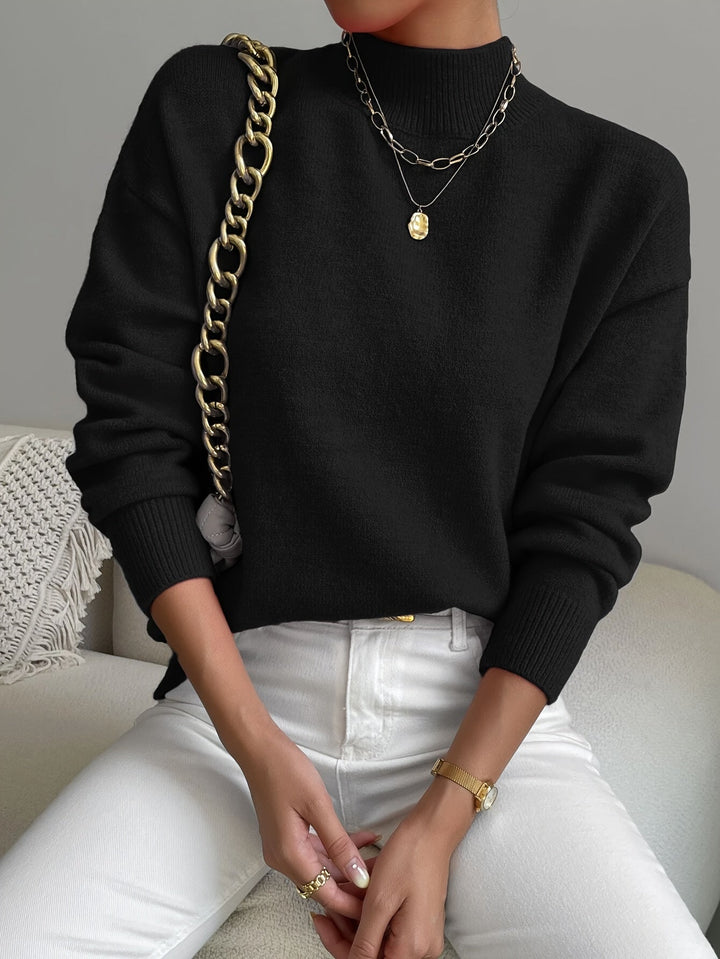 Sabrina | Women's Mock Neck Drop Shoulder Sweater