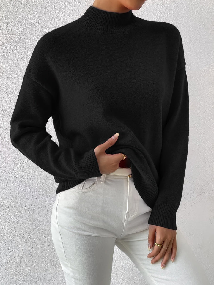 Sabrina | Women's Mock Neck Drop Shoulder Sweater