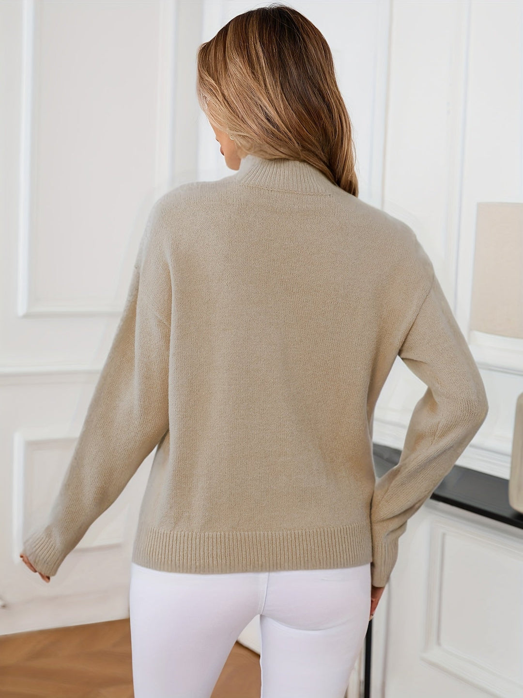 Sabrina | Women's Mock Neck Drop Shoulder Sweater