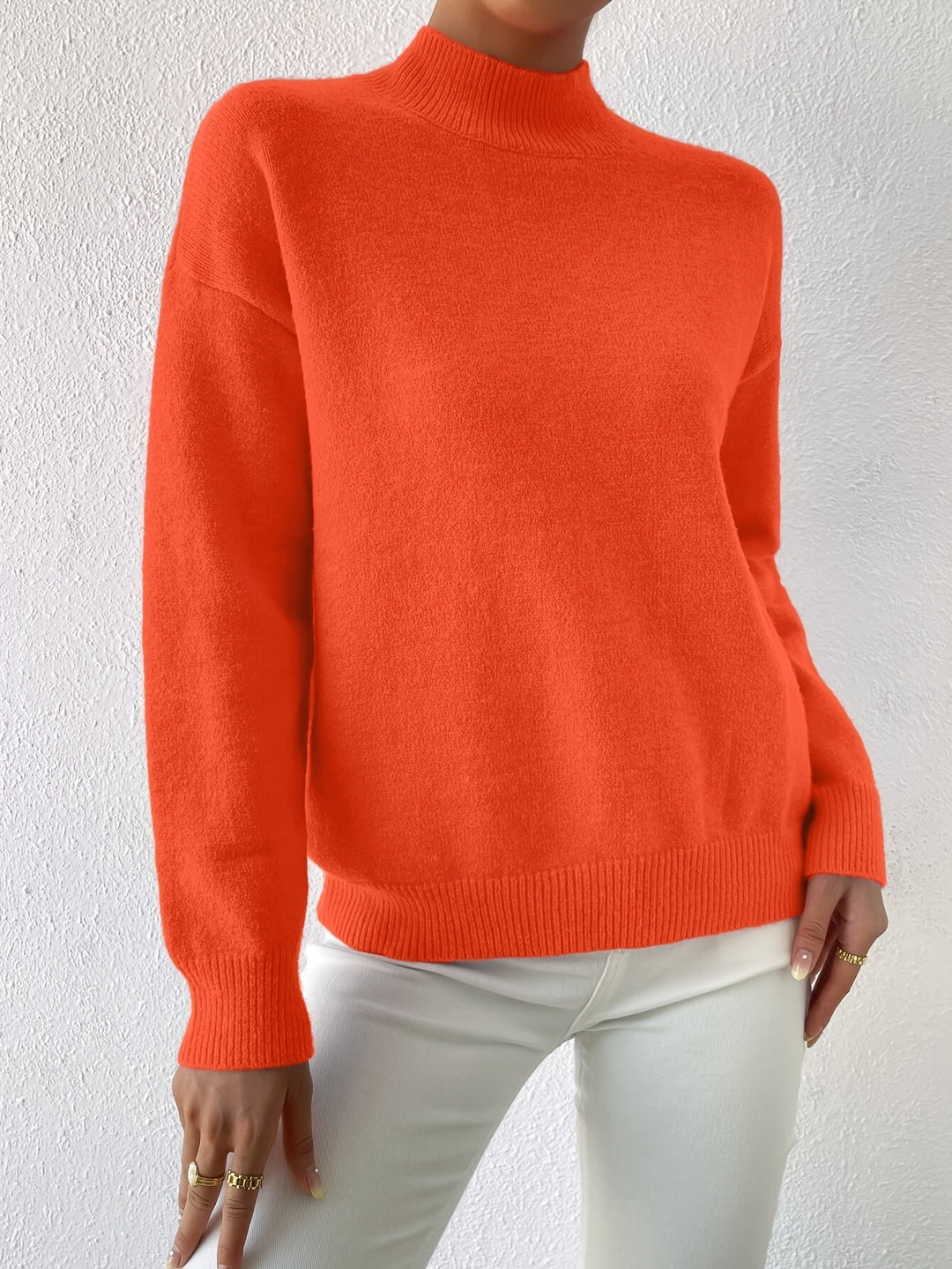 Sabrina | Women's Mock Neck Drop Shoulder Sweater