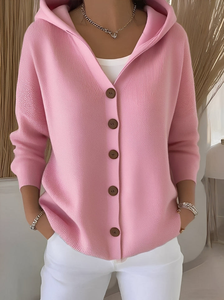 Bria | Women's Hooded Button-Front Long Sleeve Oversized Cardigan
