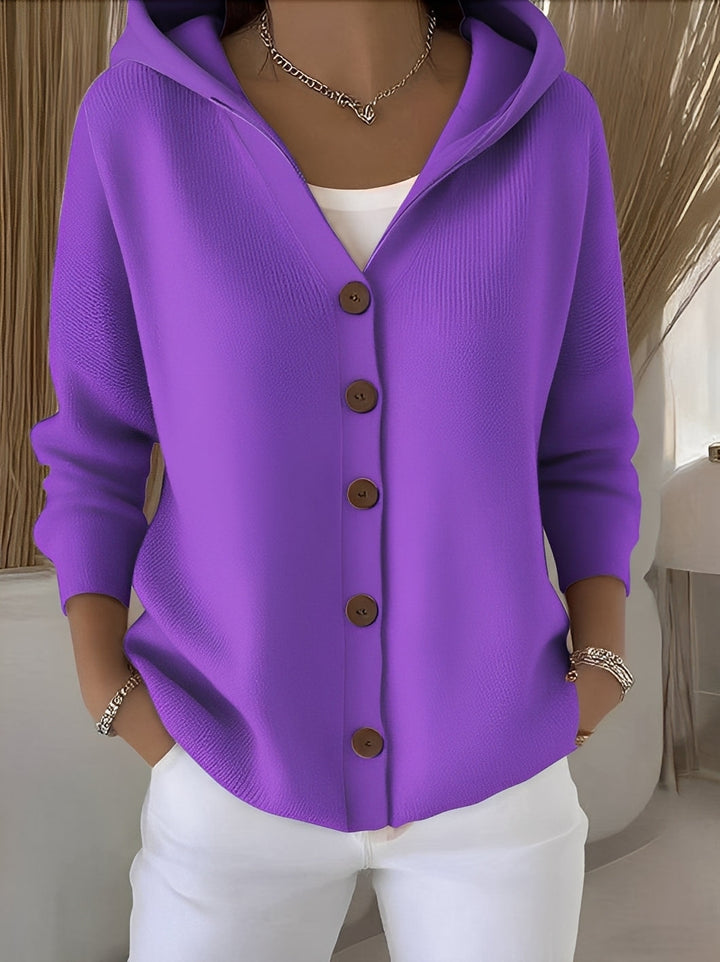 Bria | Women's Hooded Button-Front Long Sleeve Oversized Cardigan