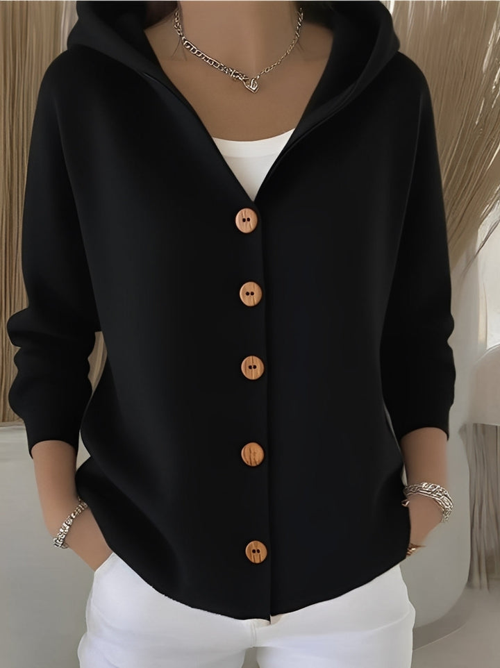 Bria | Women's Hooded Button-Front Long Sleeve Oversized Cardigan
