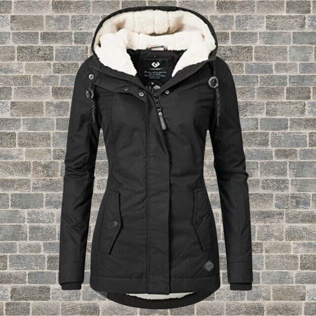 Britta | Women's Sherpa-Hood Zip-Up Longline Winter Jacket