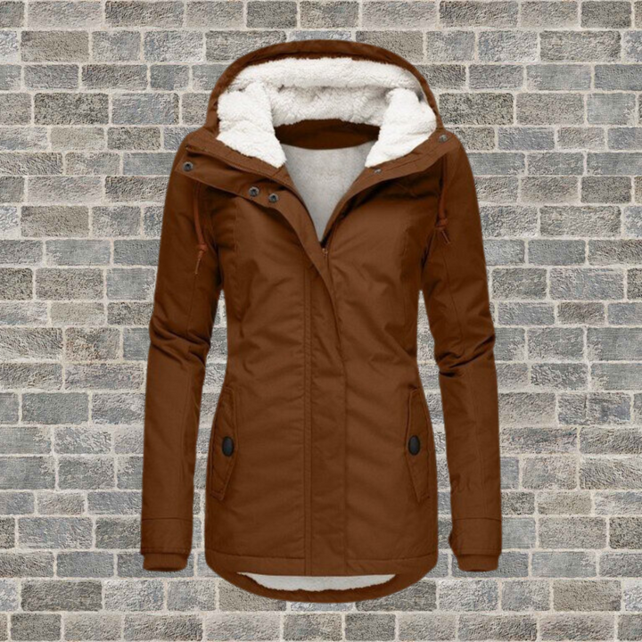 Britta | Women's Sherpa-Hood Zip-Up Longline Winter Jacket