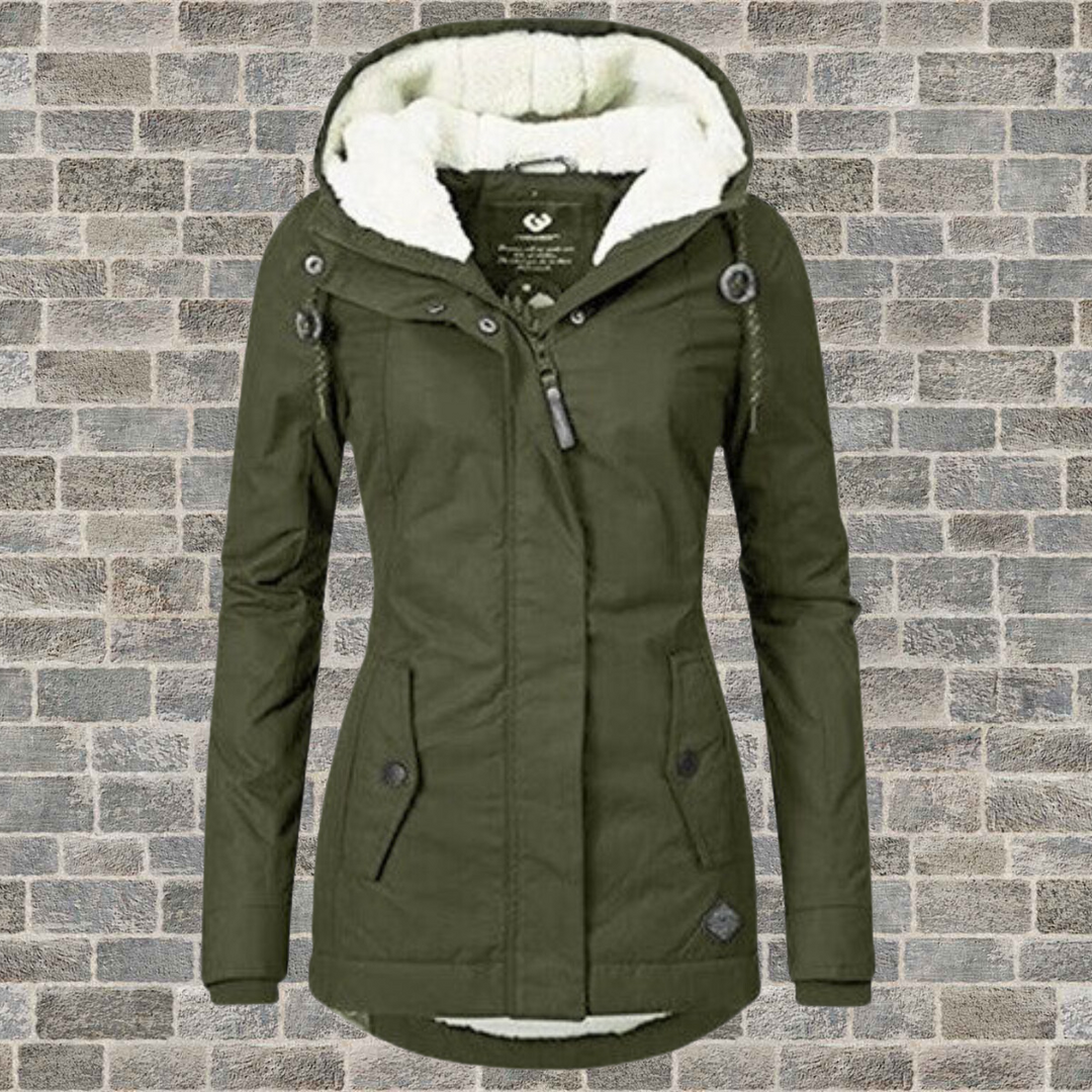 Britta | Women's Sherpa-Hood Zip-Up Longline Winter Jacket