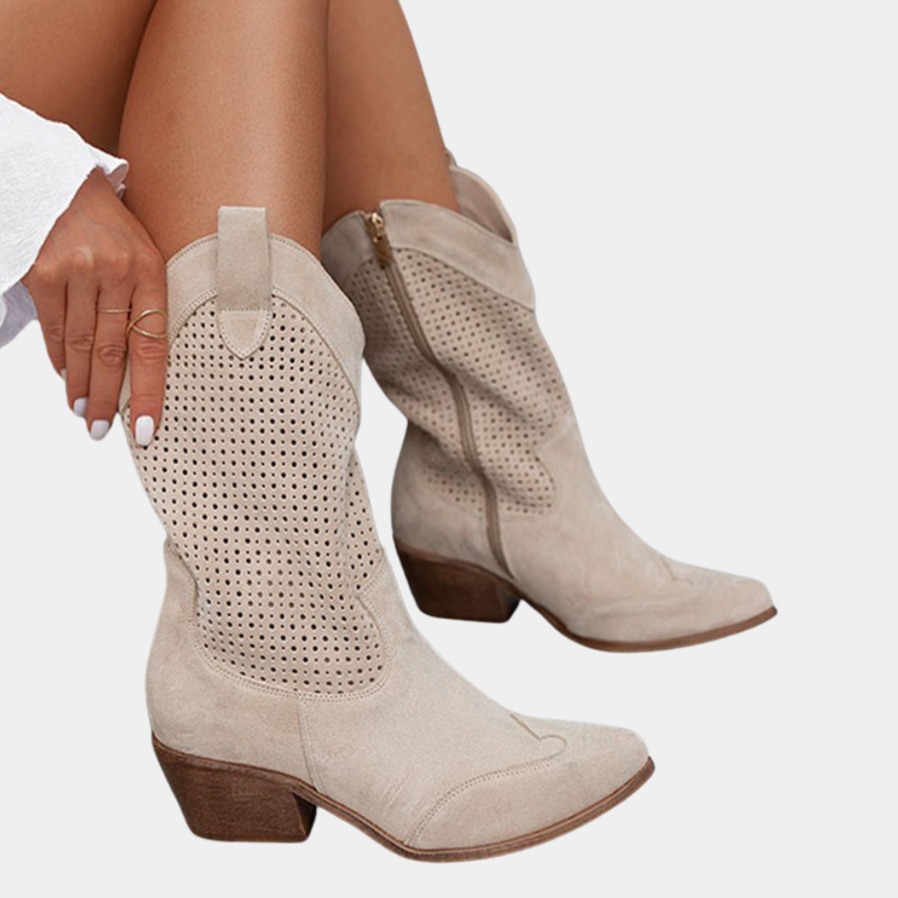 Celeste | Women's Pointed-Toe Scalloped Cowboy Boots
