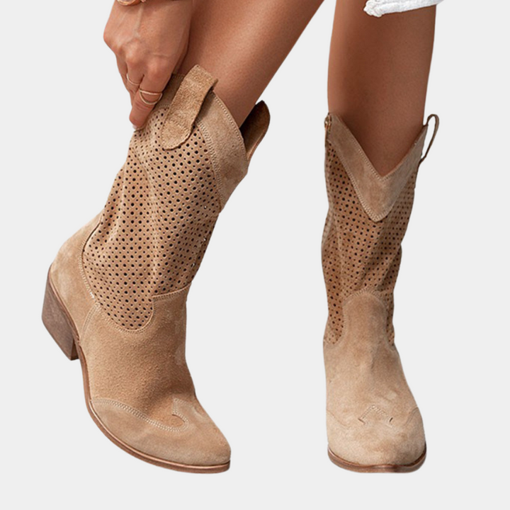 Celeste | Women's Pointed-Toe Scalloped Cowboy Boots