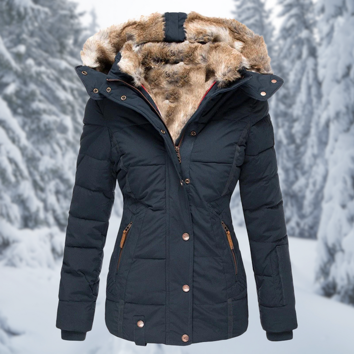 Freya | Women's Elegant Faux Fur Hood Longline Puffer Jacket