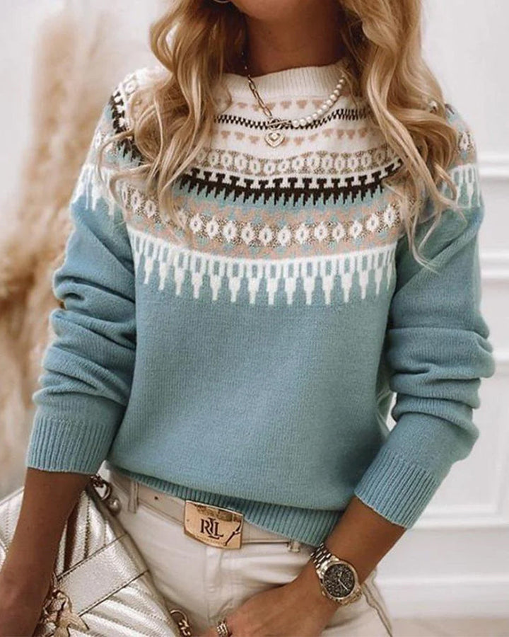 Freya | Women's Fair-Isle Crew-Neck Long Sleeve Sweater