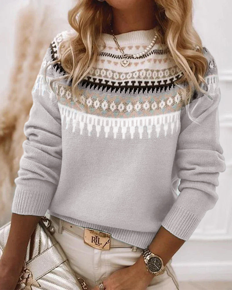 Freya | Women's Fair-Isle Crew-Neck Long Sleeve Sweater