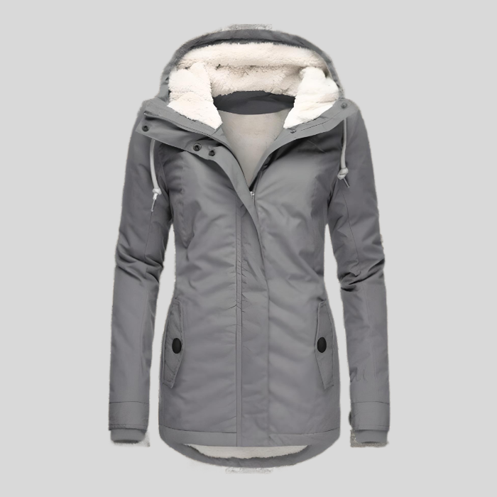 Gretchen | Women's Sherpa-Lined Hooded Zip-Up Longline Winter Jacket