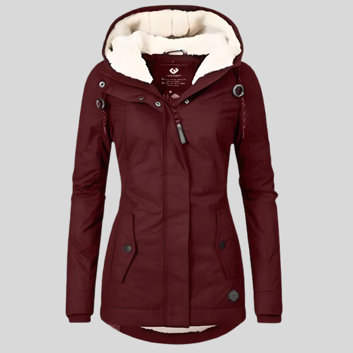 Gretchen | Women's Sherpa-Lined Hooded Zip-Up Longline Winter Jacket