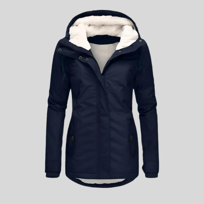Gretchen | Women's Sherpa-Lined Hooded Zip-Up Longline Winter Jacket