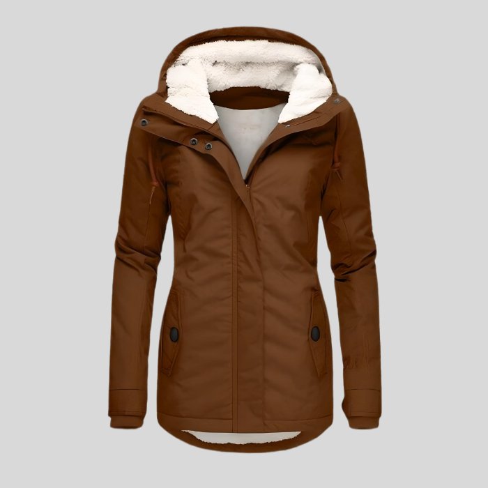Gretchen | Women's Sherpa-Lined Hooded Zip-Up Longline Winter Jacket