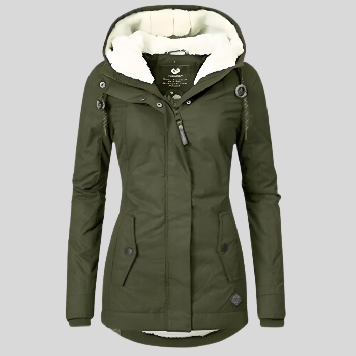 Gretchen | Women's Sherpa-Lined Hooded Zip-Up Longline Winter Jacket