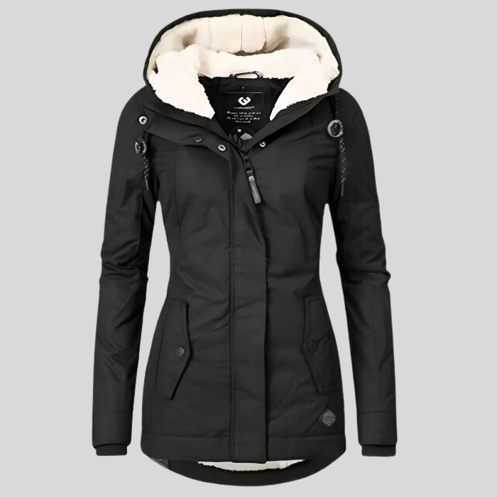 Gretchen | Women's Sherpa-Lined Hooded Zip-Up Longline Winter Jacket