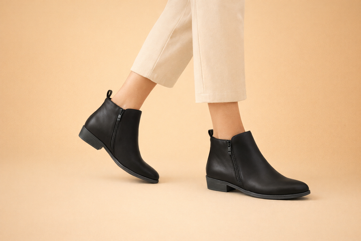Lena | Women's Vintage Dual-Zip Pointed-Toe Block-Heel Ankle Boots