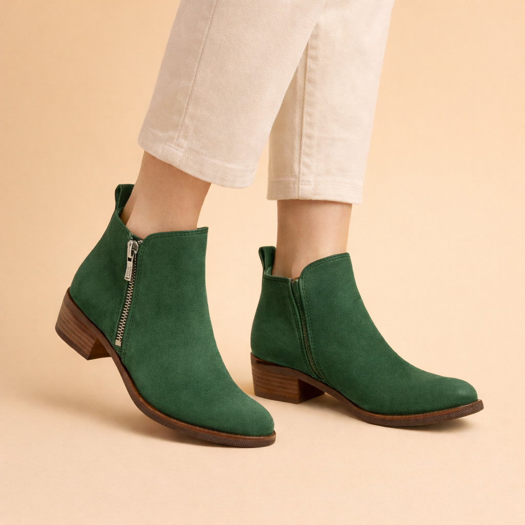 Lena | Women's Vintage Dual-Zip Pointed-Toe Block-Heel Ankle Boots