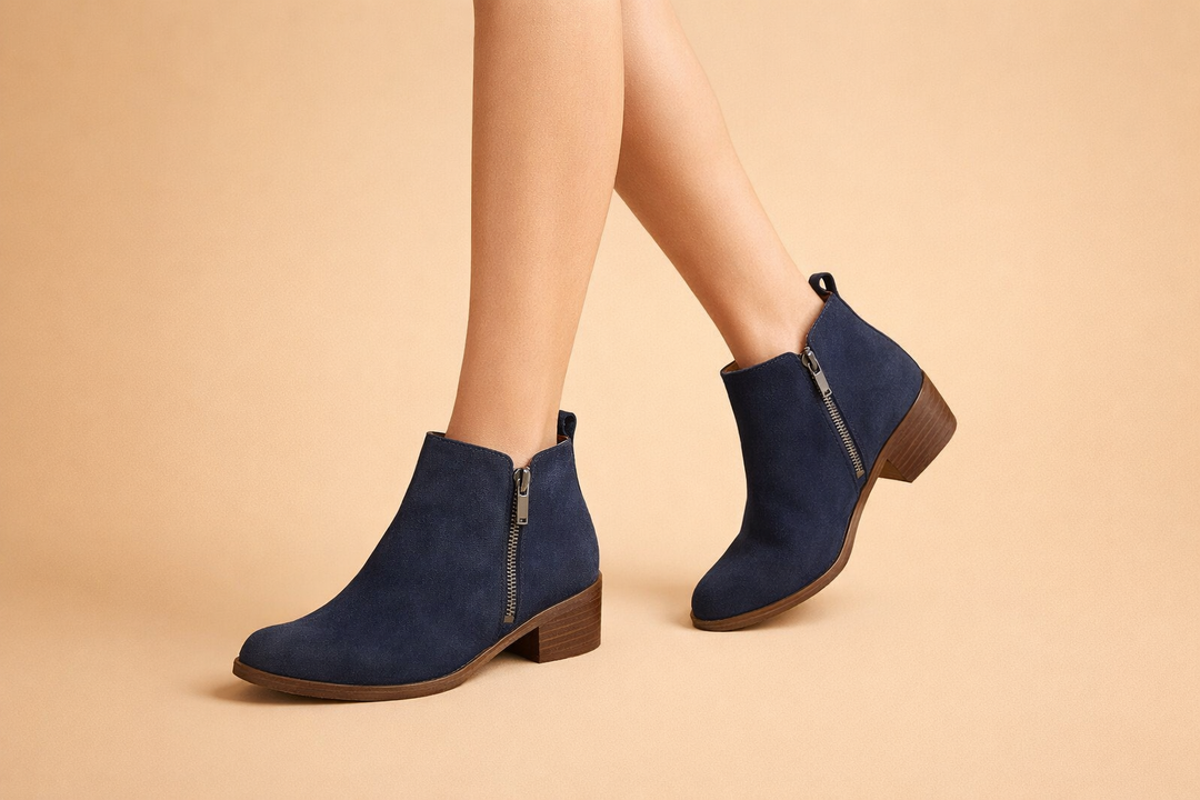 Lena | Women's Vintage Dual-Zip Pointed-Toe Block-Heel Ankle Boots