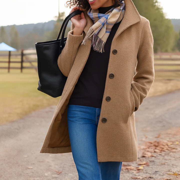 Margot | Women's Classic Notch-Lapel Button-Front A-Line Coat