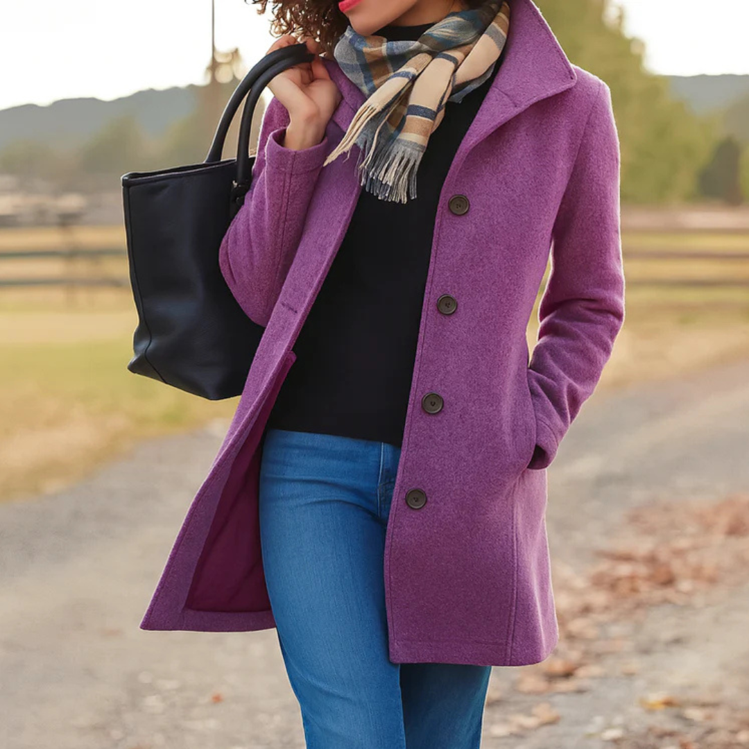 Margot | Women's Classic Notch-Lapel Button-Front A-Line Coat