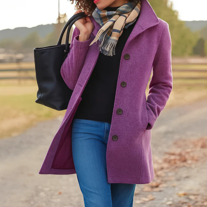 Margot | Women's Classic Notch-Lapel Button-Front A-Line Coat