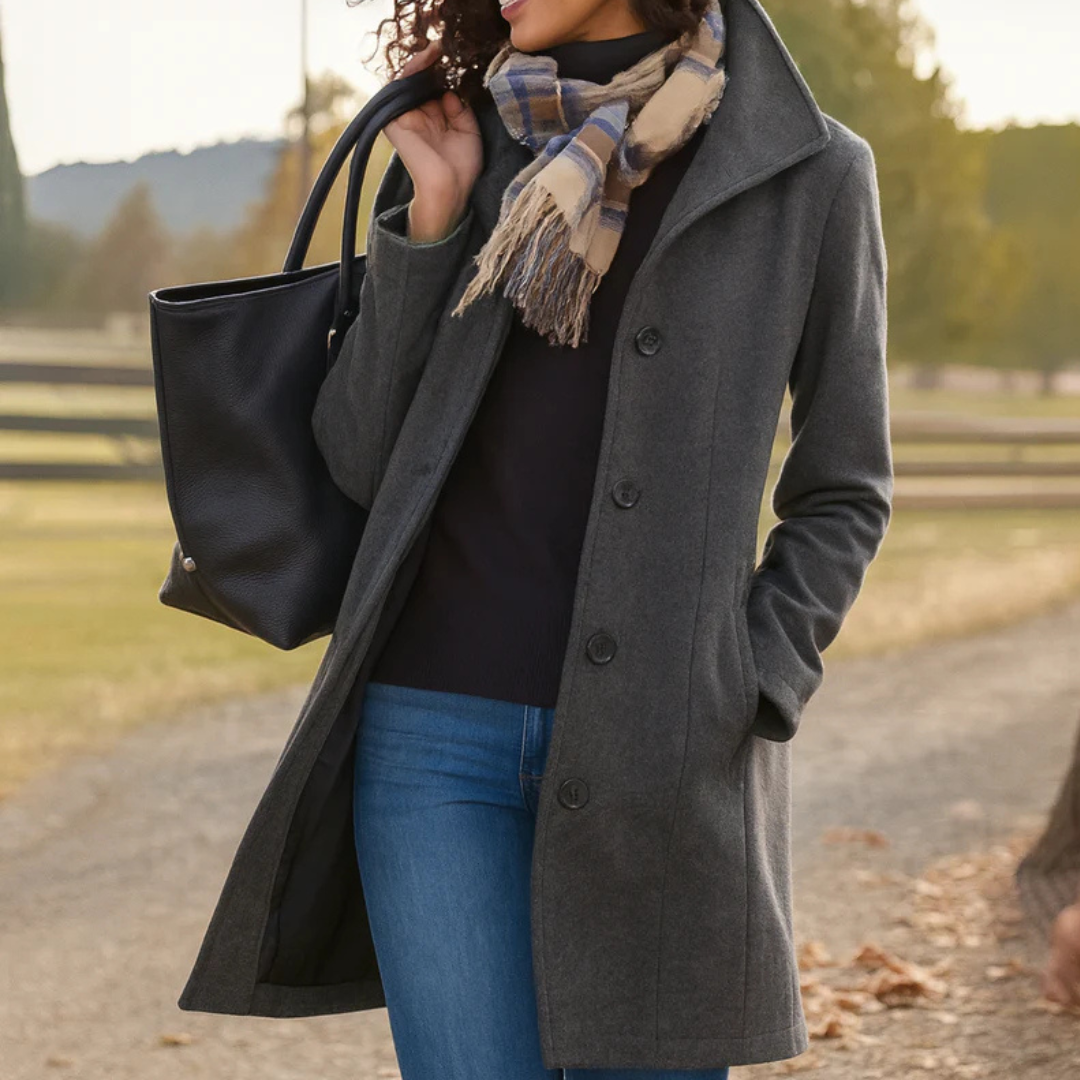 Margot | Women's Classic Notch-Lapel Button-Front A-Line Coat