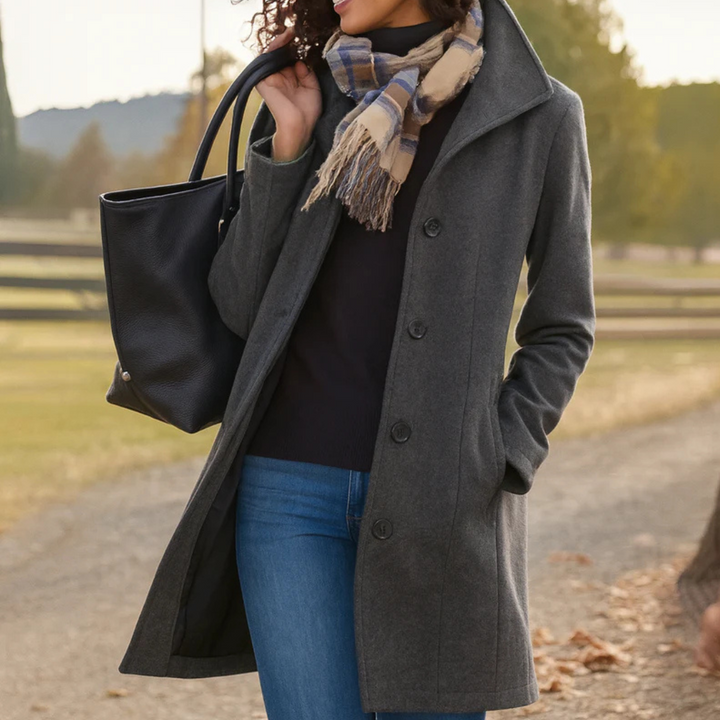 Margot | Women's Classic Notch-Lapel Button-Front A-Line Coat